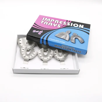 

Dental Impression Trays Toothless 6 Heavy Duty Small Medium Large Upper and Lowers Stainless Steel Edentulous Jaw Tray