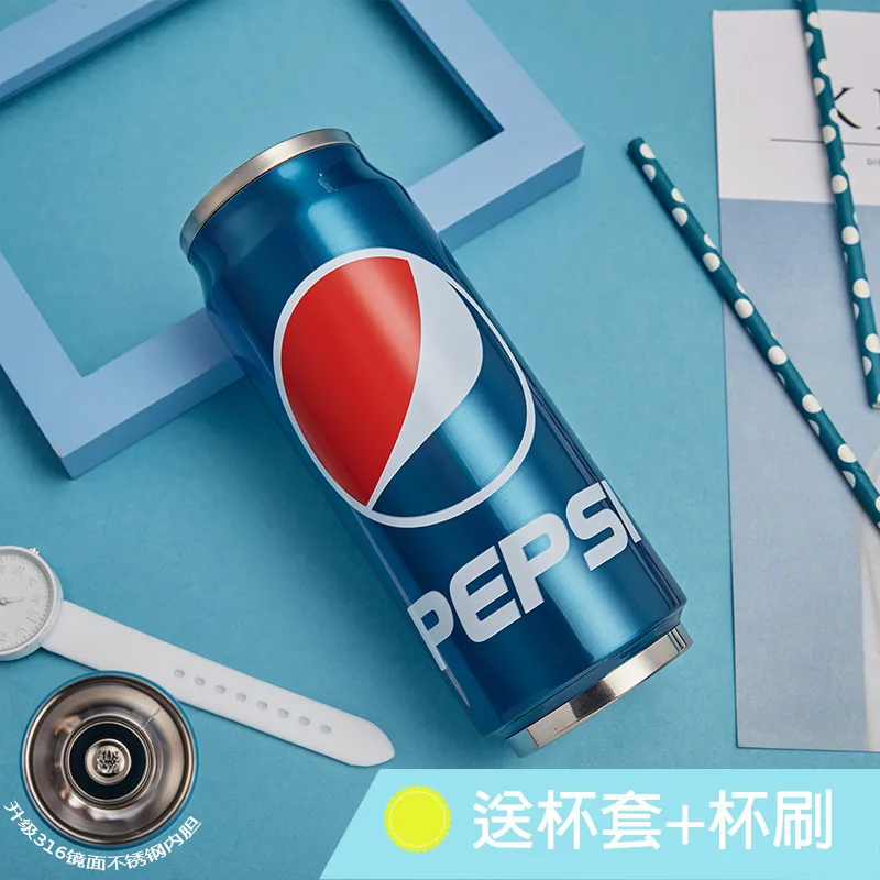

Creative Cans Insulated Cup Korean-style Men And Women Students Coke Cool Trend Stainless Steel Pipette Water Cup INS