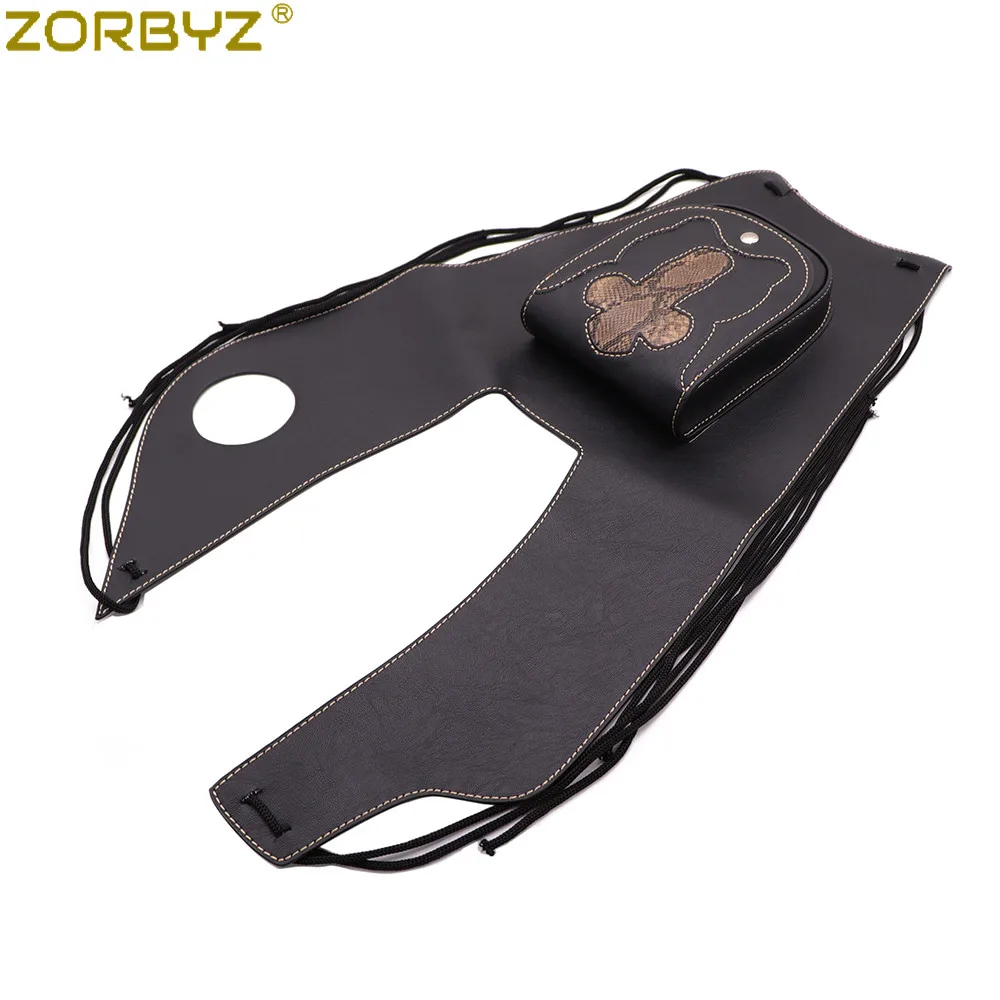 Motorcycle Tank Bag ZORBYZ Black Motorcycle Artificial Leather Right Tank Cap Panel Cover Bag for Yamaha XVS650 1999-2007