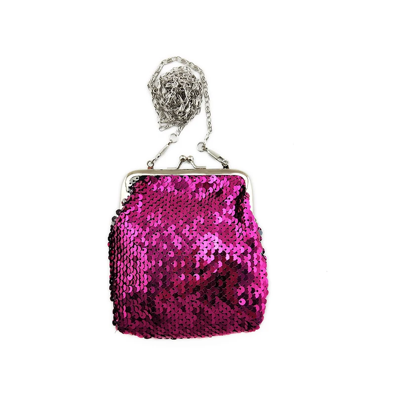 rose red BELLO TUTTI, новинка, Женский кошелек для монет с блестками, женская сумка-мессенджер на плечо, маленькая сумка, металлический кошелек Farme, мини-кошелек для девочек, для смены карт, посылка - Цвет: rose red