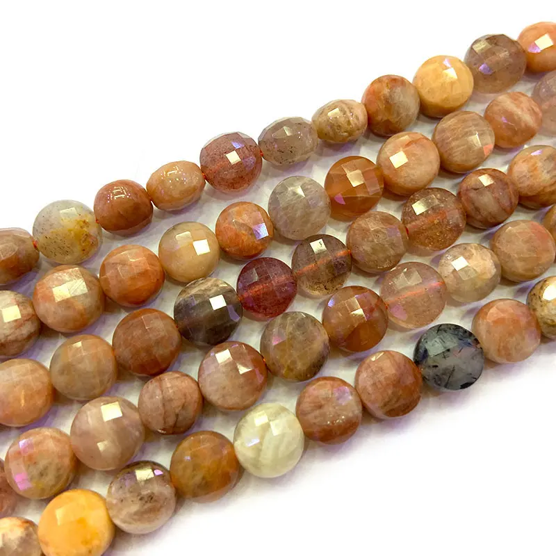 

7-8 мм бусины из натурального солнечного камня граненая монета распорка на пуговицах DIY свободные бусины для изготовления ювелирных изделий аксессуары для женщин подарок