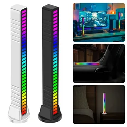 Lumière colorée à 32 LED, contrôle du son, Rechargeable par USB, commande vocale, capteur rythme, ordinateur, voiture, barre lumineuse RGB 