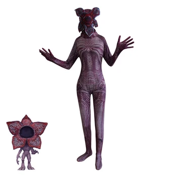 

Stranger Things Cospaly Costume Halloween Carnival Jumpsuit Scary Chomper Mask Man Eating Flower Zentai