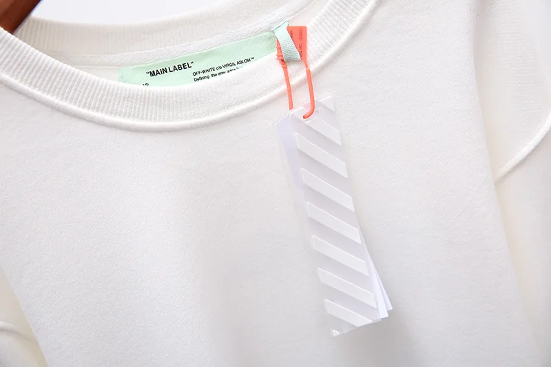 Off-white персональная стрелка-указатель Стикер Печать Большой размер Круглый вырез уличная спортивная женская мужская Толстовка