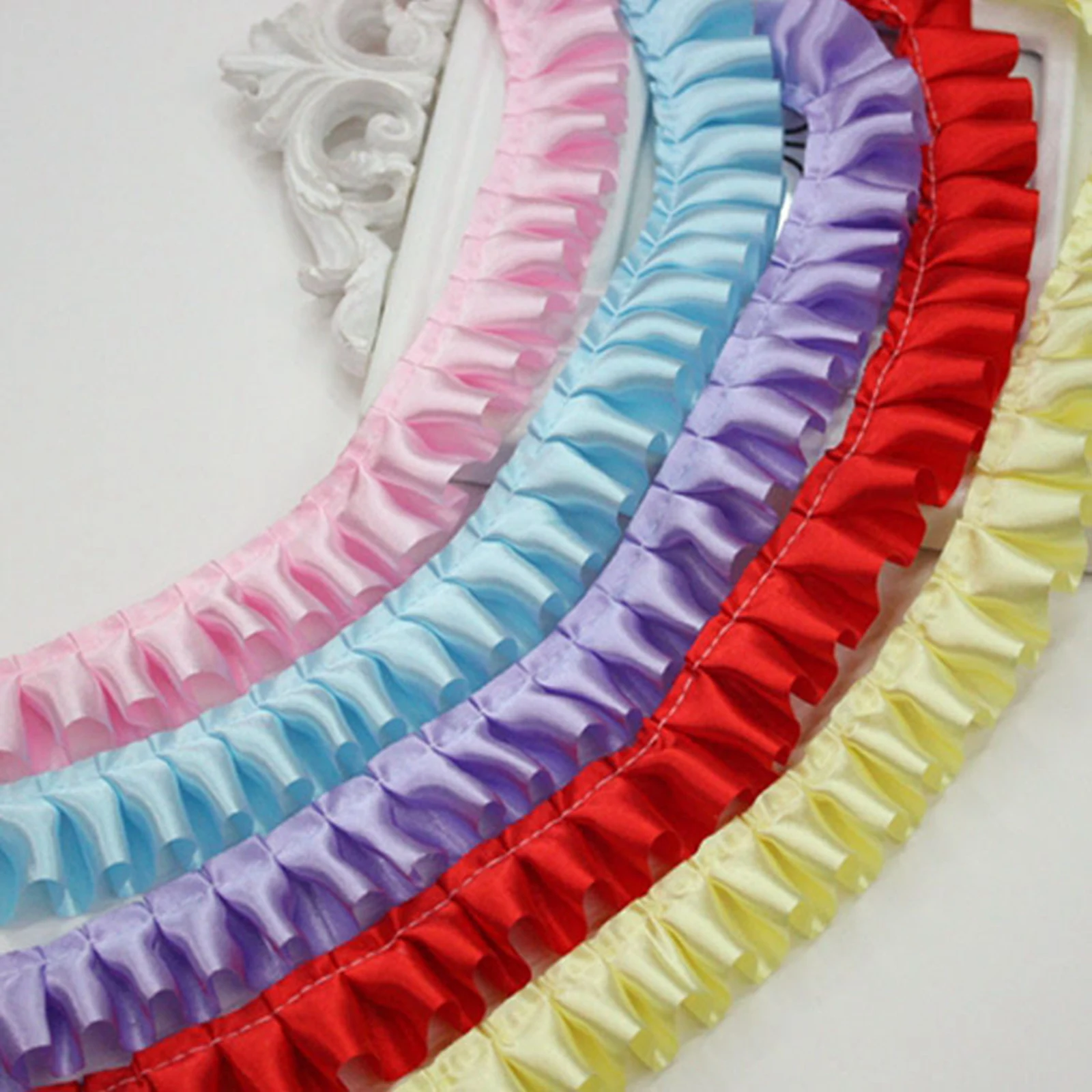 Lace ribbon cotton ribbon ruffle unilateral satin ribbon trim 25mm (1") sewing wed doll dress craft 5.5 Yards