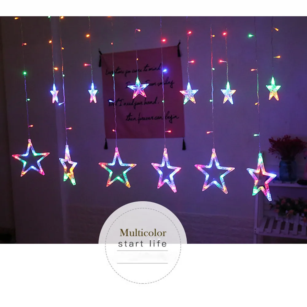 Светодиодный Рождественский подвесной светильник-занавеска со звездами, Рождественская гирлянда, для свадебной вечеринки, для окна, открытый декоративный светильник 19NOV19