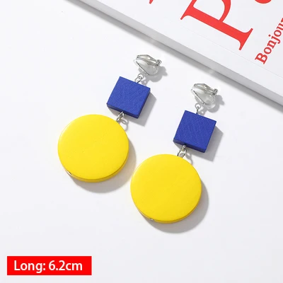 Hot Sale Korean Style Clip on Earrings Geometric Long Ear Clips for Fashion Girl Student Party Prom No Pierced Earring Gift - Окраска металла: 021