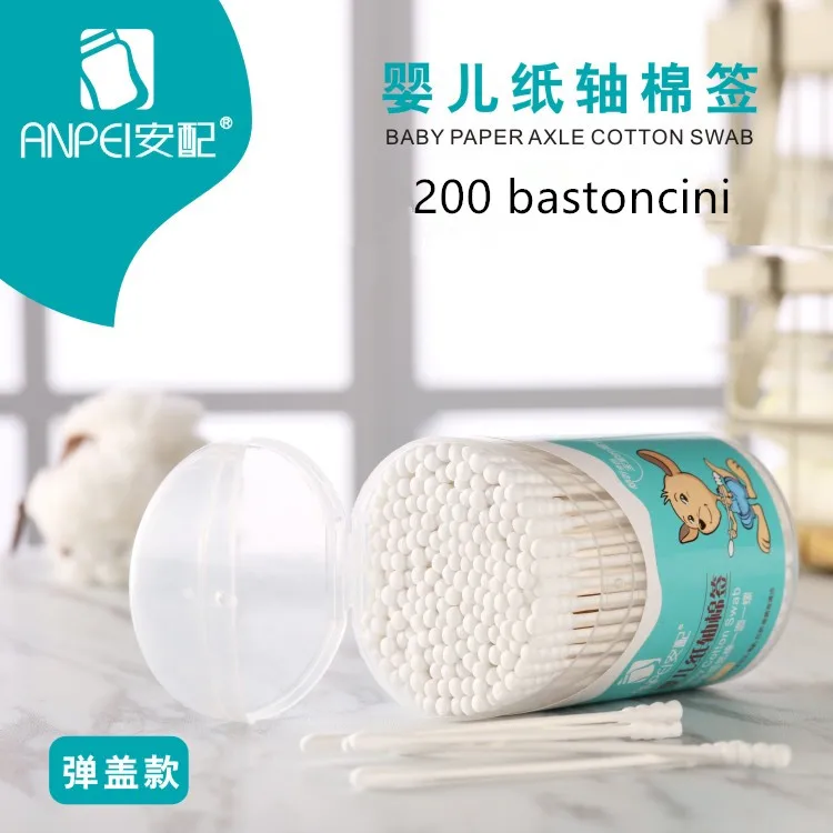 Del Bambino Del Cotone Tampone di Legno Spiedi Bastoncini di Cotone Morbido Pulizia Orecchie Tamponi Cotonete Pampons Salu