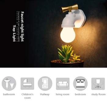 

LED Wall Lamp Night Light Tap Light Creative Retro Intelligent Sound Light Control Induction Home Lights USB Charging LED Light