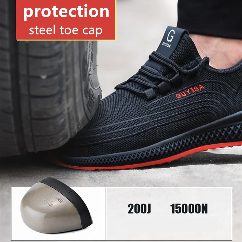 Air Mesh Steel Toe Breathable Safety Shoes Men and Women Puncture-Proof Non Slip Work Boots Lightweight Comfot Sneakers safety shoes
