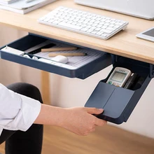 Under The Desk Drawer Type Storage Box Desktop Organizer Office Desk Student Stationery Box Desk Bottom Hanging Hidden Pen Case
