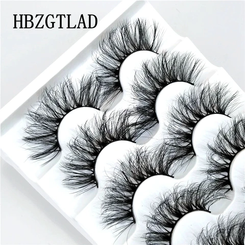 5 pairs 3D mink false eyelashes natural makeup eyelash extension long cross volume soft fake eye lashes winged faux cils