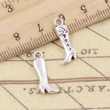 

20pcs Charms Long Boots Shoes 19x8mm Tibetan Silver Color Pendants Antique Jewelry Making DIY Handmade Craft Pendant