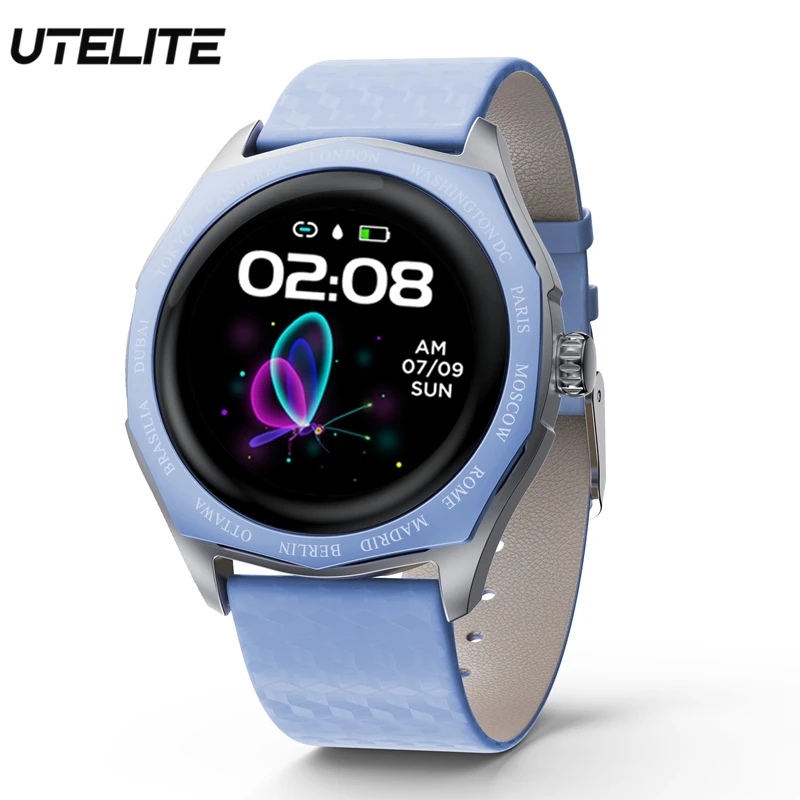 

UTELITE V18 Smart Watch Women 1.22 Inch Full Touch Screen Color Changable Strap Heart Rate Monitoring Bluetooth Camera Bracelet