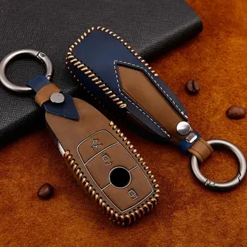 

Genuine Leather Smart Car Key Case Cover For Mercedes Benz 2017 E Class W213 2018 S class new SLC SLK Class E E200 E260 E300 E32