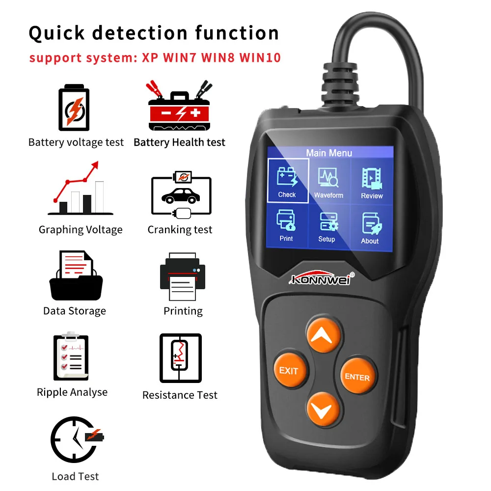 

KW600 Car Battery Tester 12V Digital Auto Battery Analyzer Up To 2000CCA Car Diagnostic Motorcycle Battery Detector