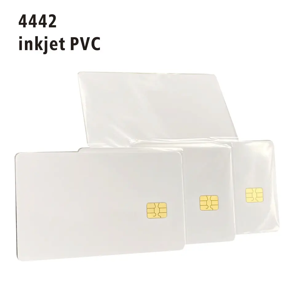 10 unids/lote de tarjetas IC inteligentes de PVC en blanco para impresora de inyección de tinta Epson/Canon, con Chip FM/Sle4442