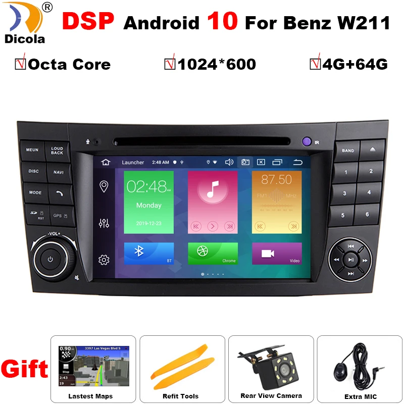  Octa Core IPS DSP 4G+64G ROM Android 10 Car DVD For Mercedes Benz E-Class W211 CLS W219 G-Class W46
