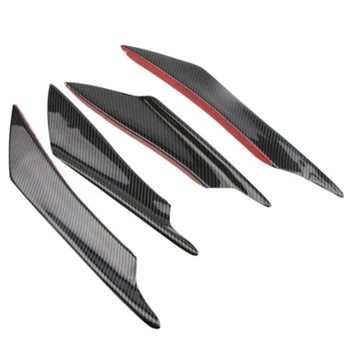 

4PCS Carbon Fiber Style Car Bumper Fin Canard Splitter Diffuser Valence Spoiler Lip