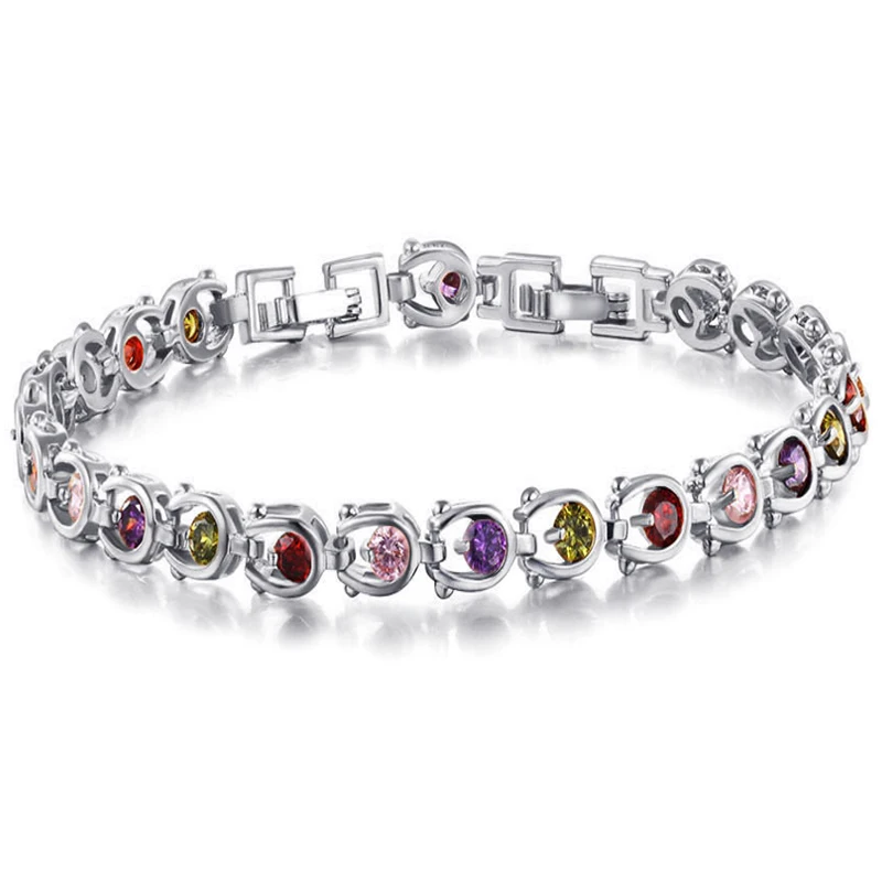 Романтичный 925 серебряный браслет с австрийскими кристаллами, ювелирные изделия, женские браслеты, свадебные, юбилейные, вечерние, подарки, опт, розовое золото