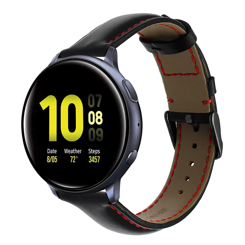 Импортный ремешок для часов из натуральной кожи для samsung Galaxy Watch Active2 40 мм 44 мм быстросъемный ремешок стальной ремешок с застежкой активный ремень 2