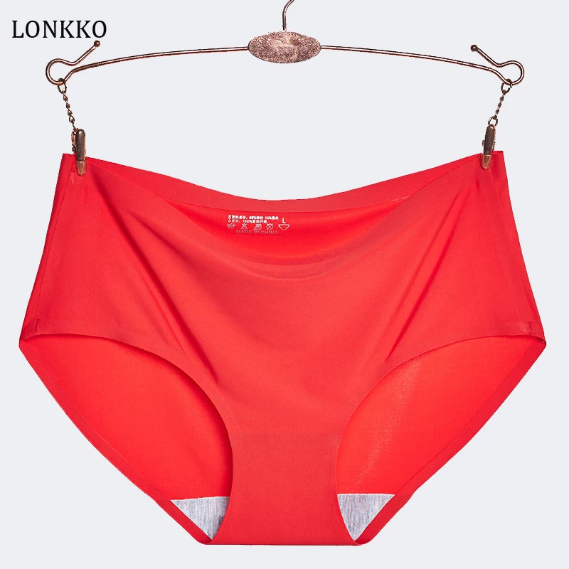LONKKO, одноцветные бесшовные трусики, трусики с низкой посадкой, женские сексуальные трусы, женские трусики, плюс размер, нижнее белье, ультра-тонкие трусики