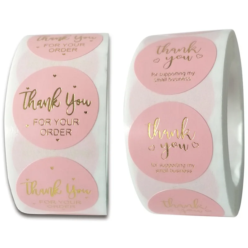 

Pink label paper 500pcs Per roll Thank You Sticker Seal Labels Christmas Gift Decoration Sticker for Package Stationery Sticker