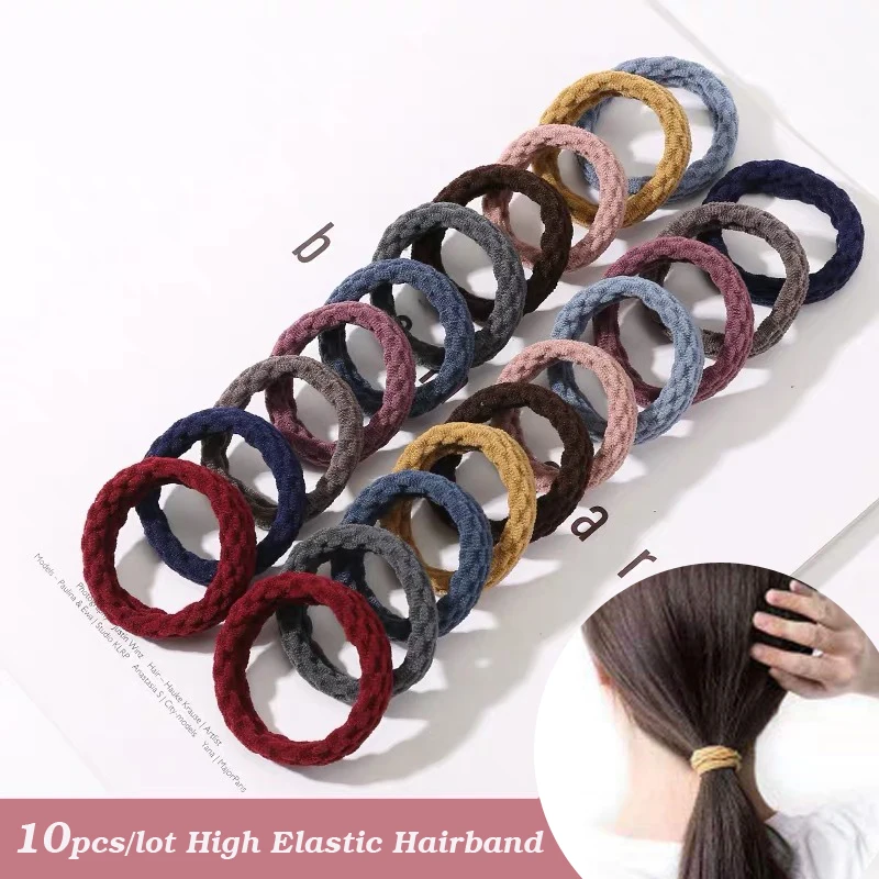 10pcs/lot New High Elastic Hairbands Women Girl Simple Basic Rubber Bands Ponytail Holders Scrunchies Fashion Hair Accessories - Image 2