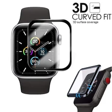 Полный охват прозрачная HD защитная пленка Экран протектор для AppleWatch 4 5 44/40 мм, устойчивое к царапинам 3D закаленное Стекло чехол для наручных часов iWatch, аксессуар