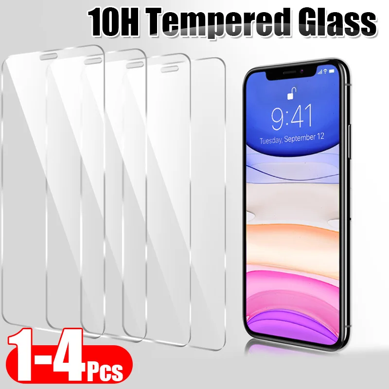 1 4Pcs 10H Protective Tempered Glass For iphone 11 Pro X XR XS Max