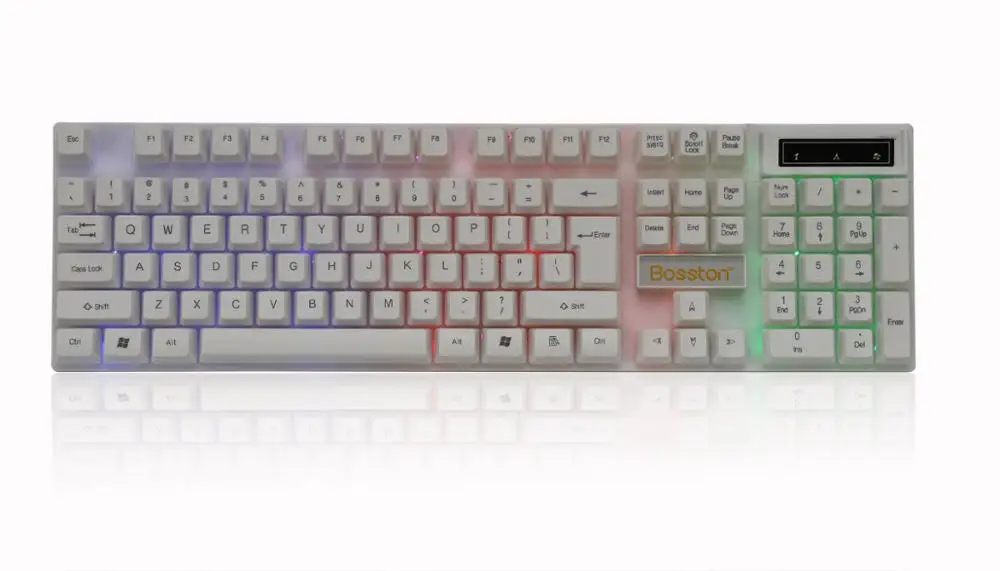 Bosston USB Проводная клавиатура, механические игровые клавиатуры, 104 английские клавиши, светодиодные брелки с подсветкой для ПК, ноутбука, рабочего стола - Цвет: White