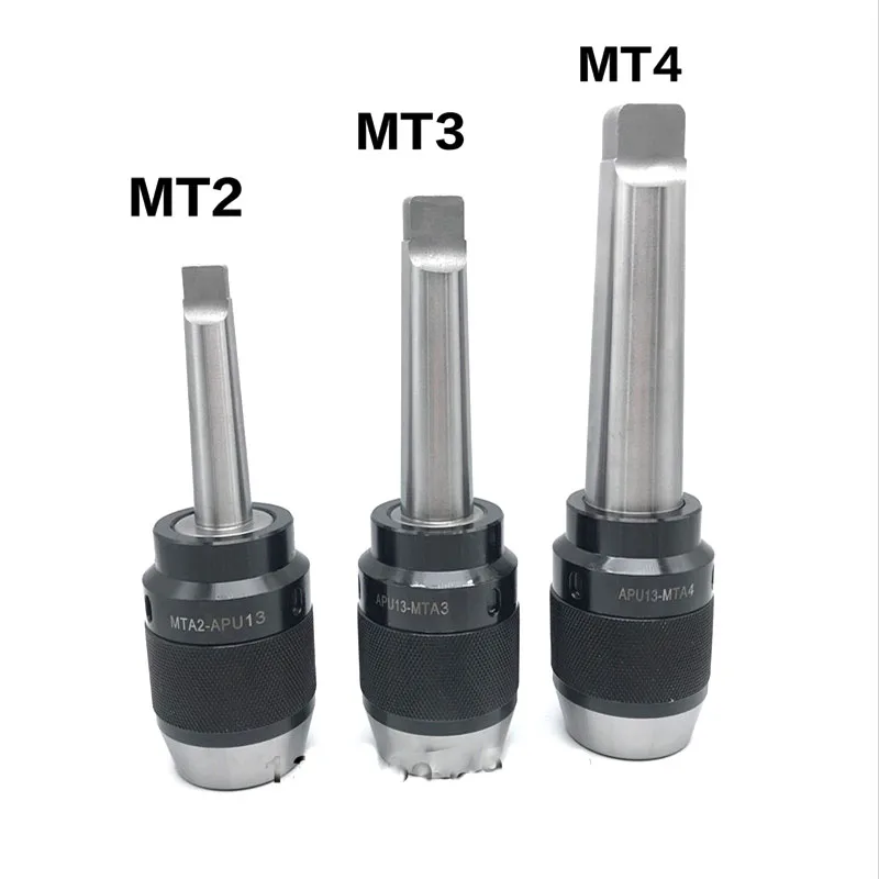 

Flat Tail MT2(A) APU16 Range:1-16MM MT3 APU13 1-13MM MTA4 APU16 Milling Lathe Lntegrated Keyless Self Tight Drill Chuck For