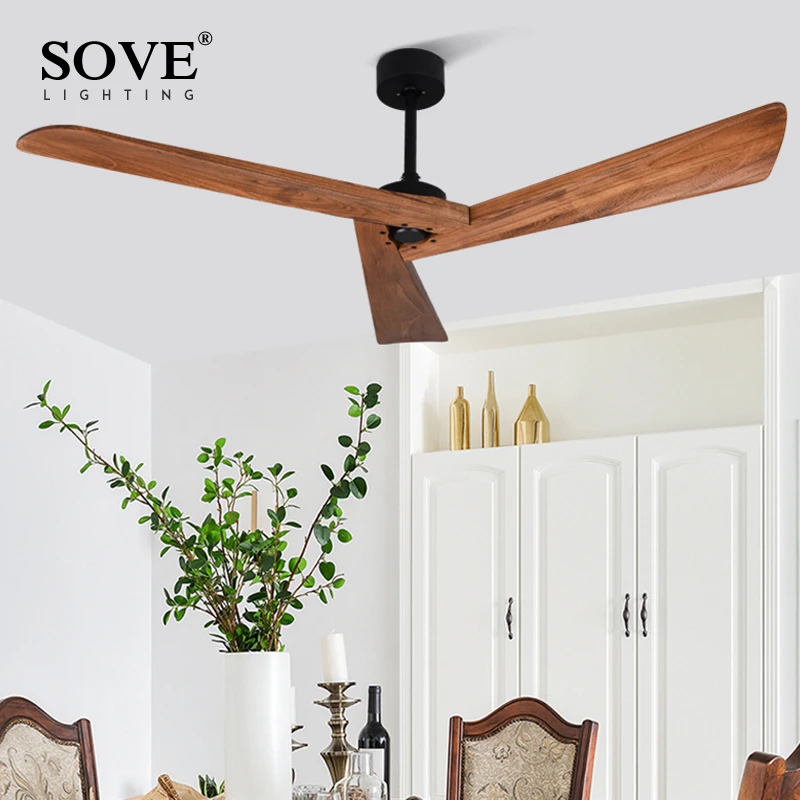 Us 328 3 30 Off 60 Inch Solid Wood Ceiling Fan Without Light With Remote Control Creative Living Room Dining Room Loft Without Lamp Fan 220v On