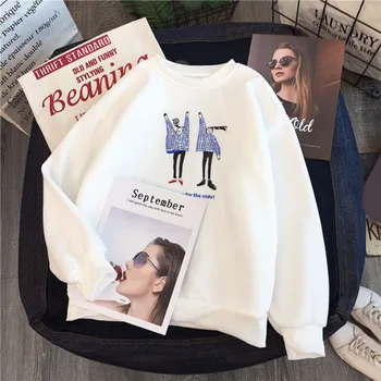 

2020 New Autumn Winter Loose Wild Double Cartoon Pattern Round Neck Pullover Clothes Women tops
