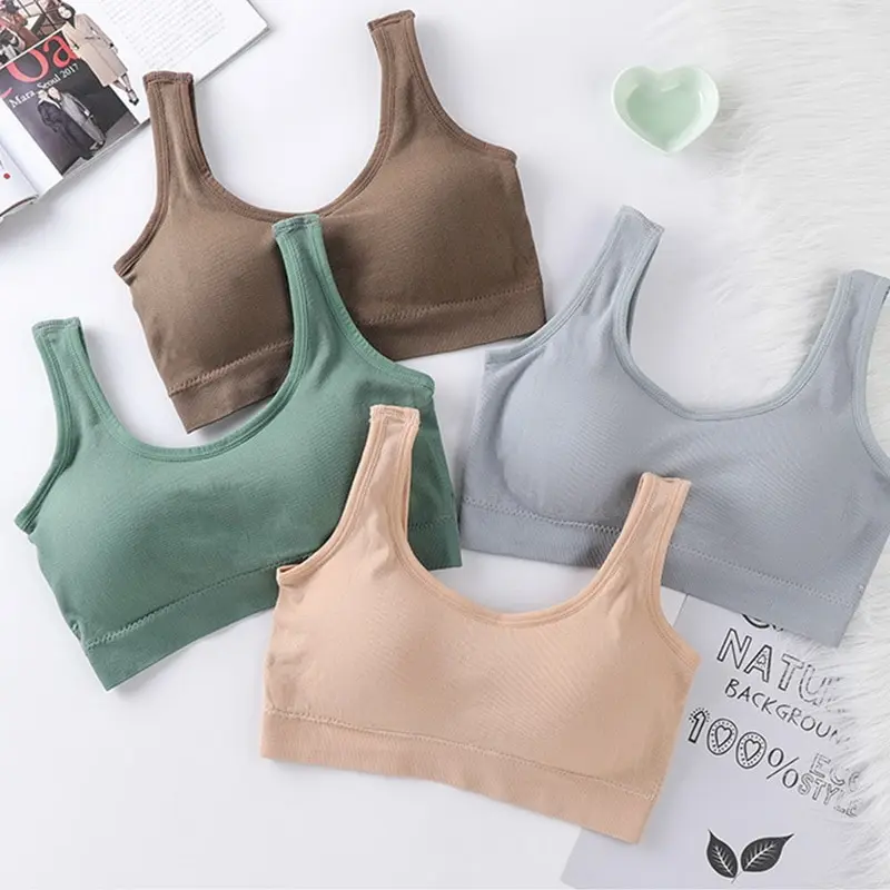 

Girl Wireless Solid Color Sports Underwear Women Light Proof Backless Bra Closure Seamless Push Up Underwear Lingerie Brassiere