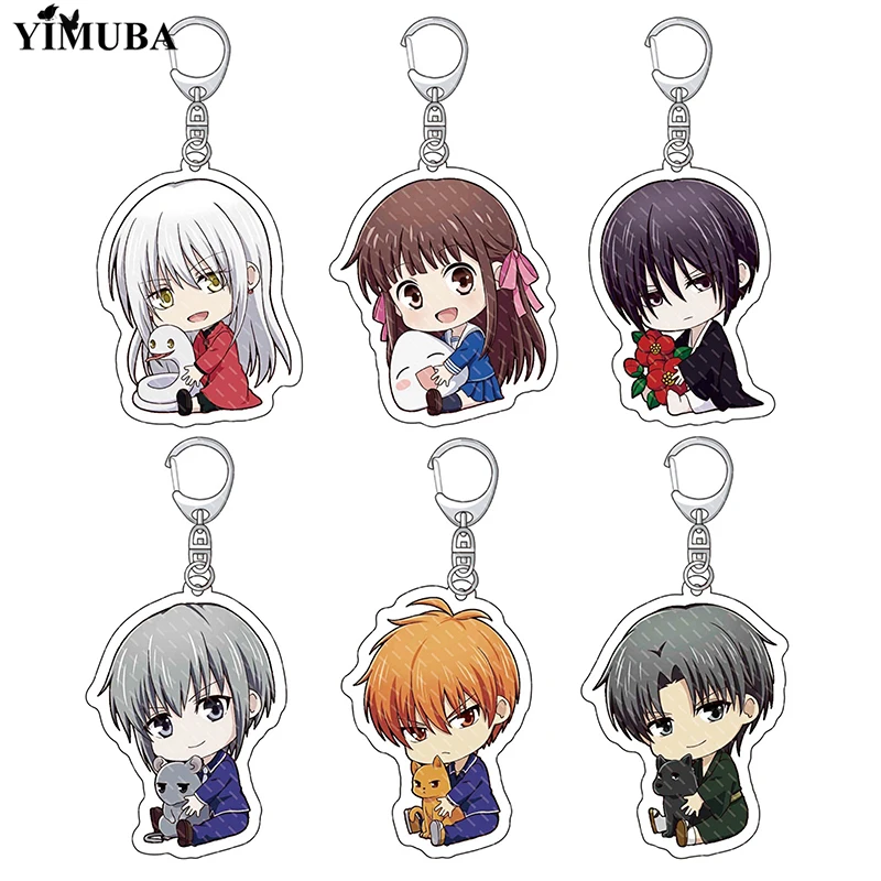 Manga Fruits Basket Keychain Double Sided Cartoon Acrylic Pendant Key Chain Anime Figures Honda