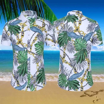 

Fashion Men Slim Loose Hawaii Short Sleeve Printed Turn-down Collar T-shirt Tops 2020 hot new products Spot supplier Dropshippin