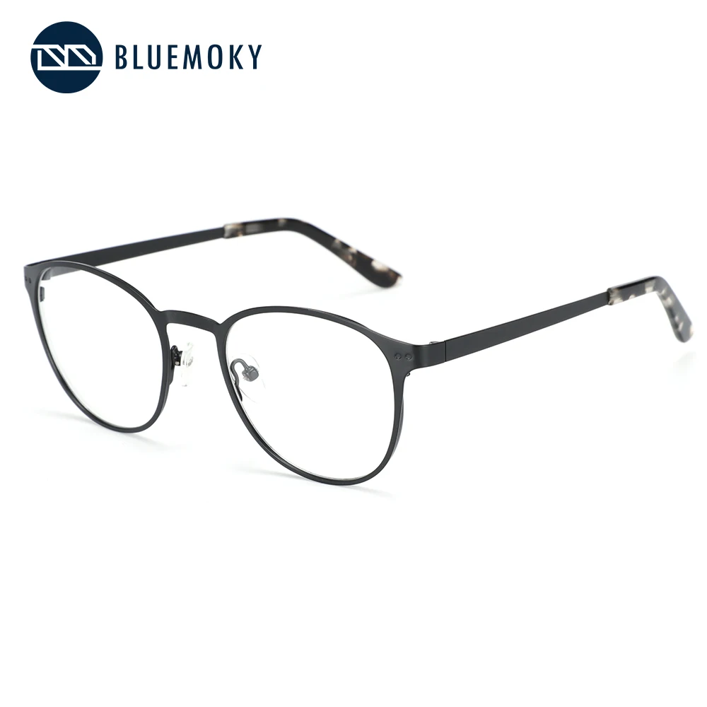 Круглая оправа для очков из BLUEMOKY сплава для женщин, ретро очки для компьютера, модные дизайнерские очки, Женские аксессуары 1803