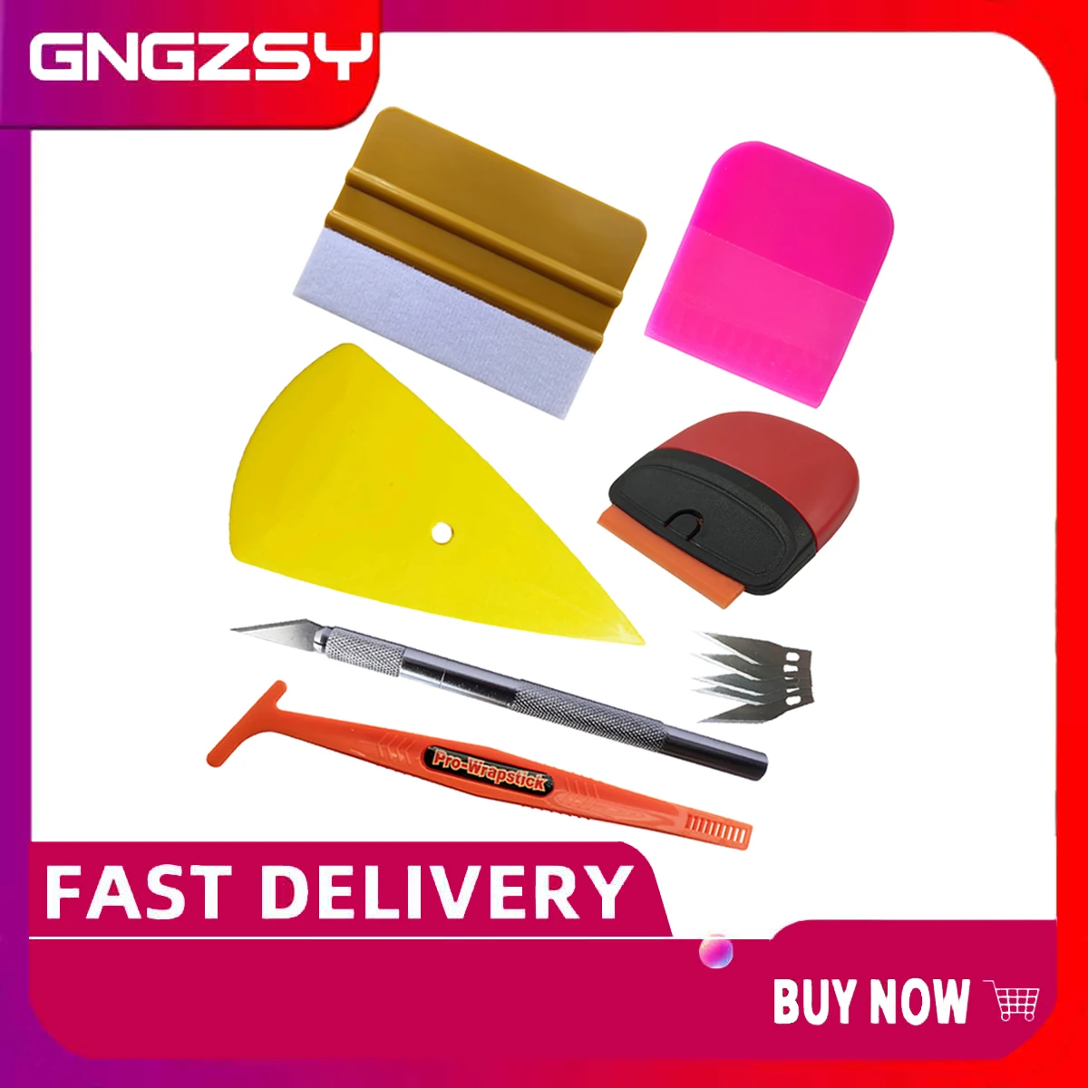 

Vinyl Car Film Wrapping Felt Squeegee Tool PPF Soft Rubber Scraper Carbon Decals Sticker Cutting Knife Window Tint Kit