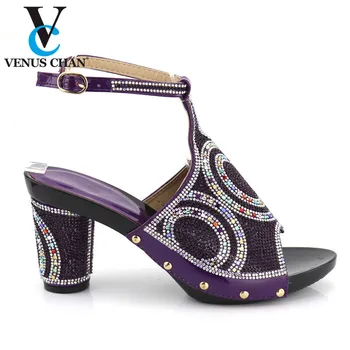 

Latest Purple Color Italian Women Shoe for Party African Wedding High Heels Slip on Women Pumps High Quality Wedding Shoe