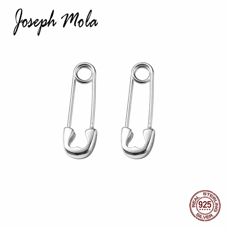 

Joseph Mola 100% 925 Sterling Silver Earring Fashion Paper Clip Safty Pin Design Punk Stud Earring For Women Man Party Gift