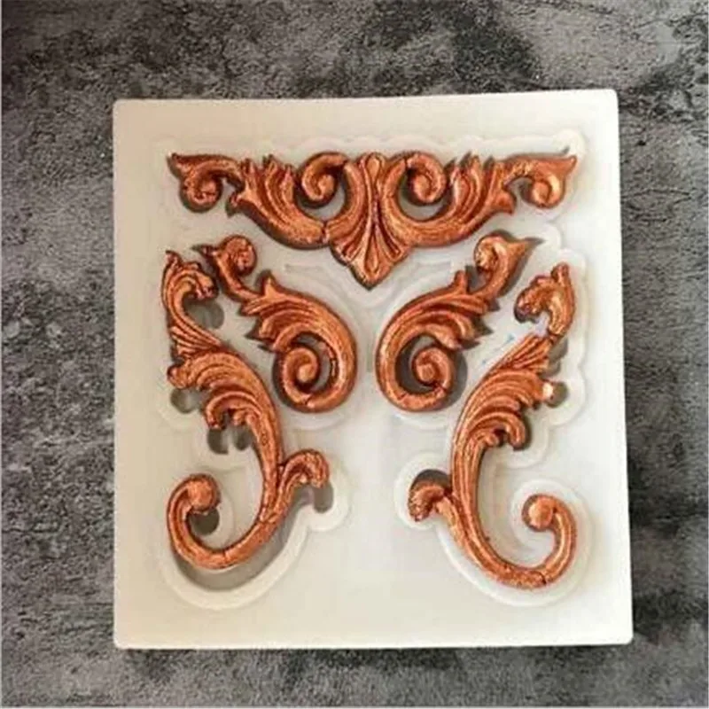 Sugarcraft граница силиконовая форма барокко свиток рельеф кекс Topper инструменты для