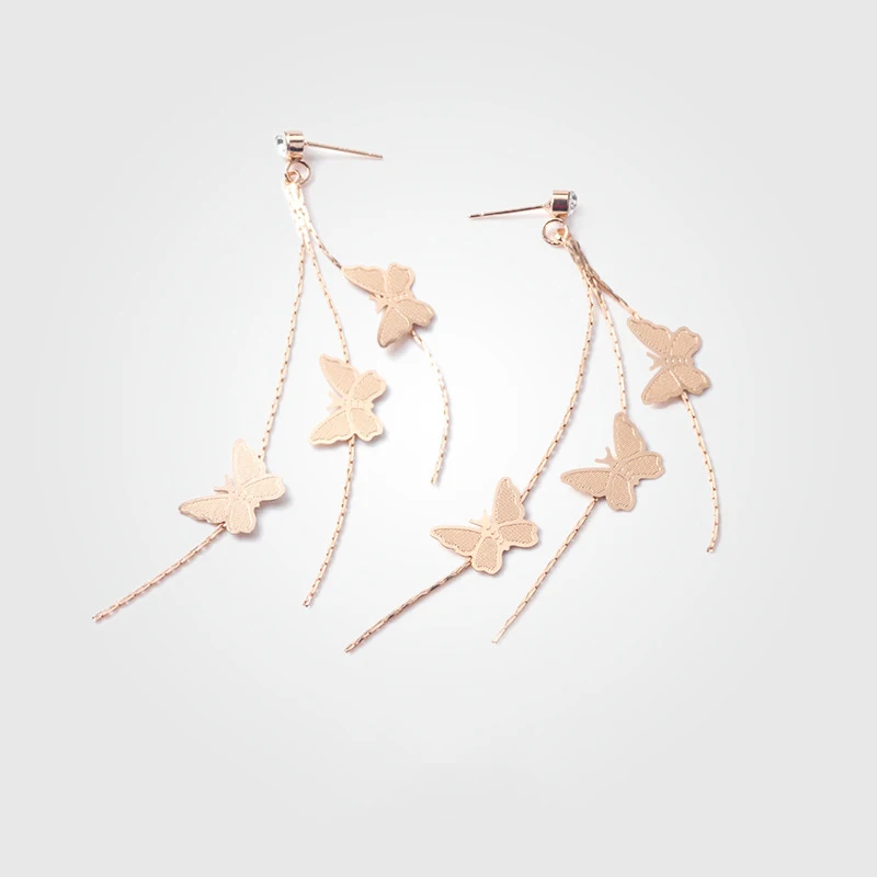 Butterfly Earrings Silver Color Korean Temperament Handmade Long Tassel Charms Bijoux Femme Hanging for Wome | Украшения и