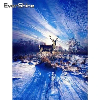 

EverShine 5D Diamond Painting Deer Picture Rhinestones Full Display Diamond Mosaic Winter Animals Cross Stitch Bead Embroidery