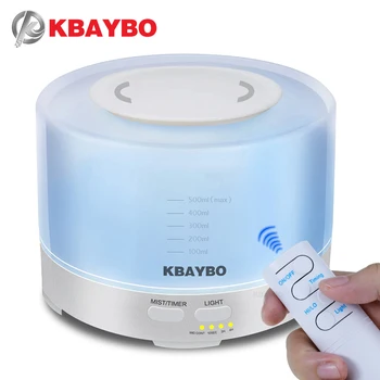 

KBAYBO 500ml Electric Aromatherapy Essential Oil Aroma Diffuser Remote Control Ultrasonic Air Aroma Humidifier LED Light