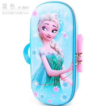 

girls frozen elsa anna Cartoon princess stationery password lock pen case High capacity school supplies Student kids gift