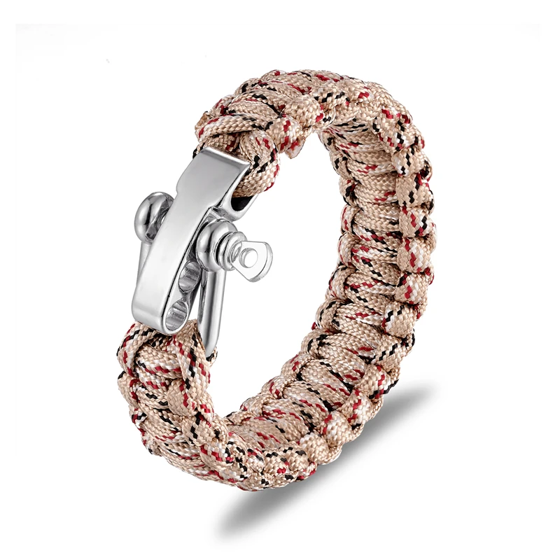 Men Camping Emergency Braided Adjustable Survival Bracelet Stainless Steel Buckle Umbrella Rope Outdoor Wristband Women Paracord - Image 3