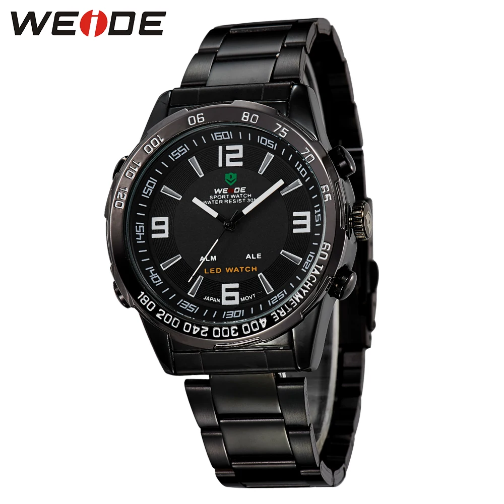 WEIDE мужские часы Relojes Para Hombre роскошные брендовые подарки для мужчин двойной дисплей наручные часы из нержавеющей стали ремешок часы WH1009