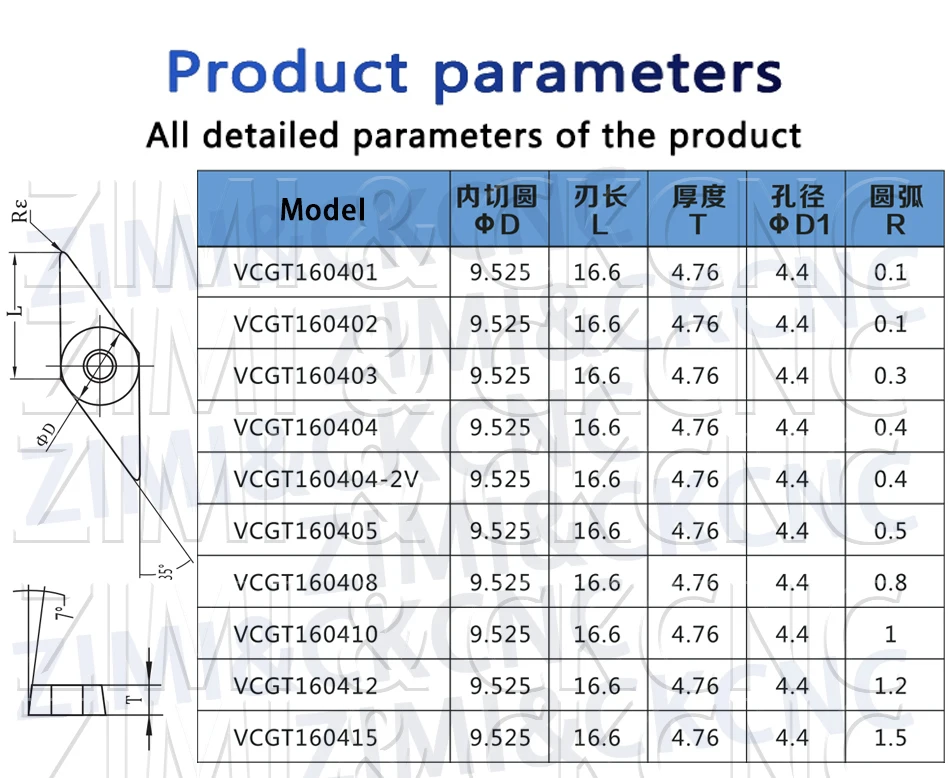 VCGT160415 PCD VCGT160425 PCD VCGT160430 PCD insert Diamond blade CNC Turning Metal lathe tool VCGT 1604 for copper and aluminum mini vice