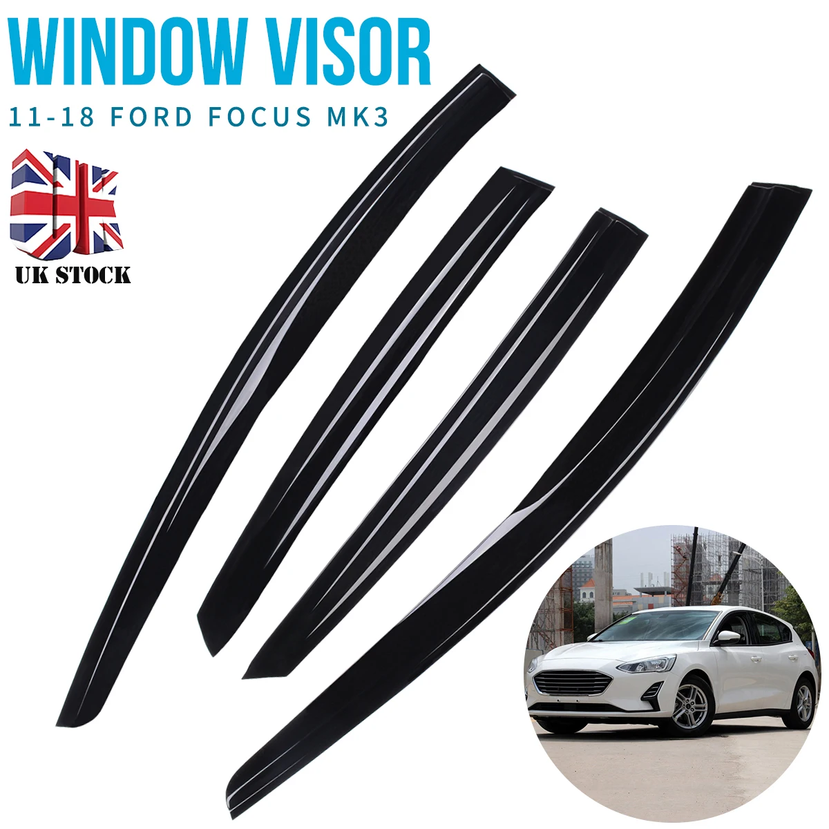 

For Ford Focus mk3 2012-2018 4pcs Car Window Visor Rain Guard Cover Window Deflector Sun Visor Auto Rain Shade Shelter Mayitr